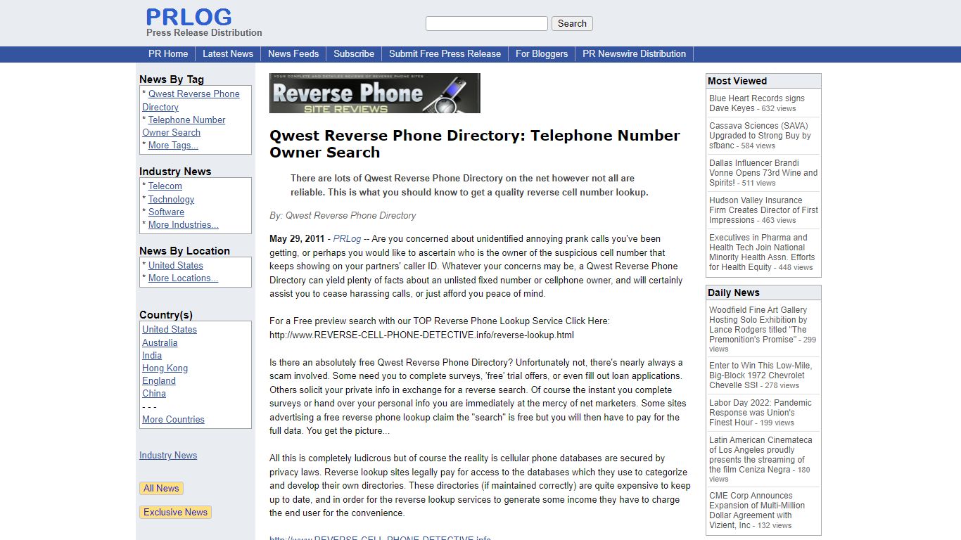 Qwest Reverse Phone Directory: Telephone Number Owner Search
